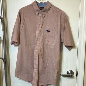 Chaps Easy Care button down shirt with collar Large Blue and orange plaid